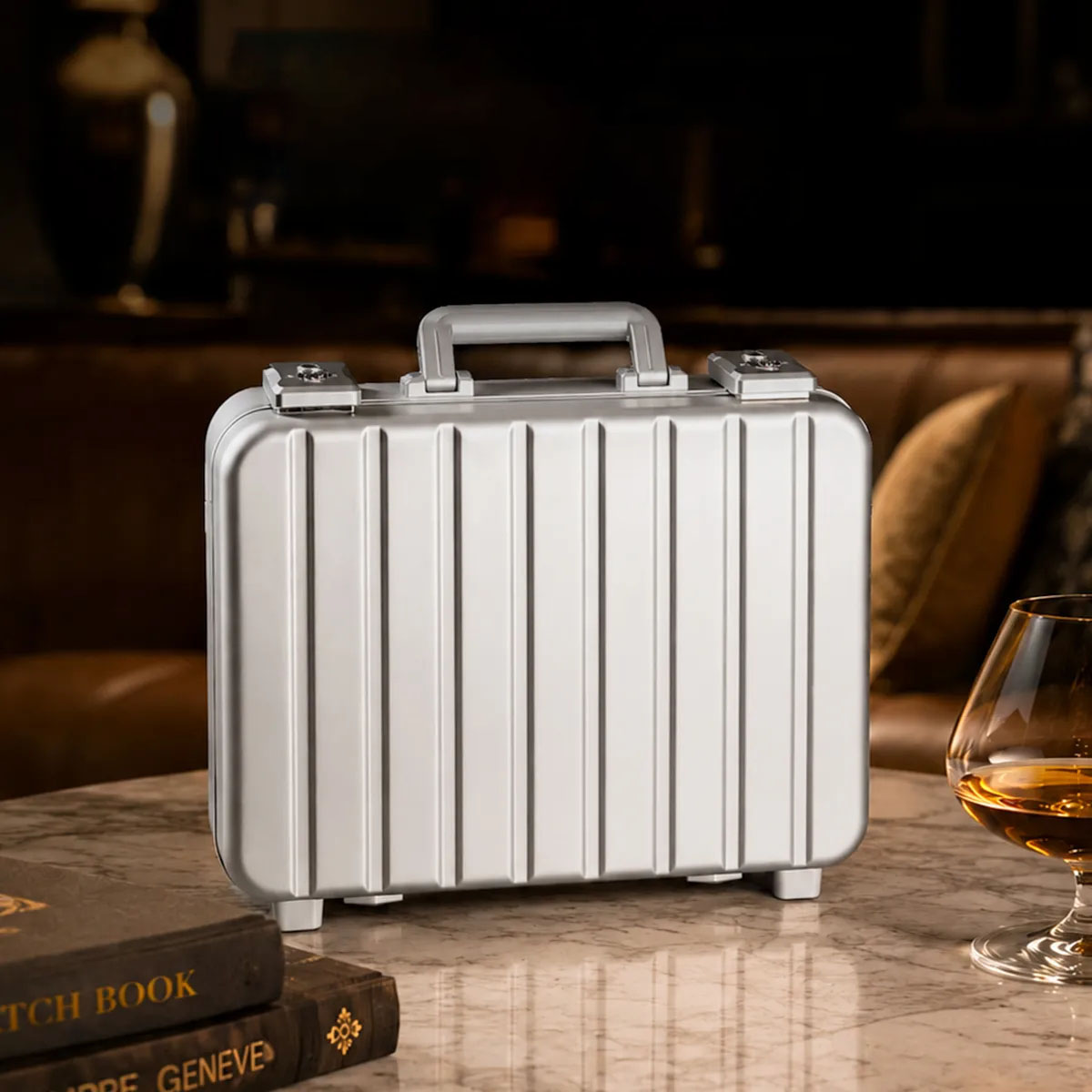Large Aluminum Travel Humidor Case | Double Layer Luxury Storage Box