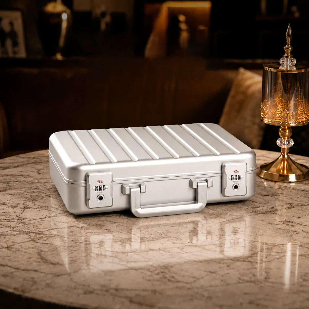 Large Aluminum Travel Humidor Case | Double Layer Luxury Storage Box