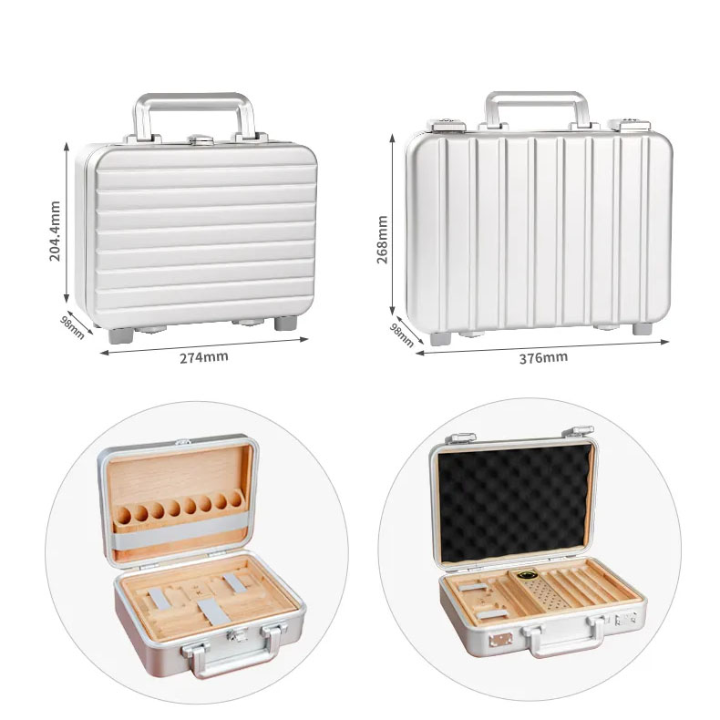 Large Aluminum Travel Humidor Case | Double Layer Luxury Storage Box