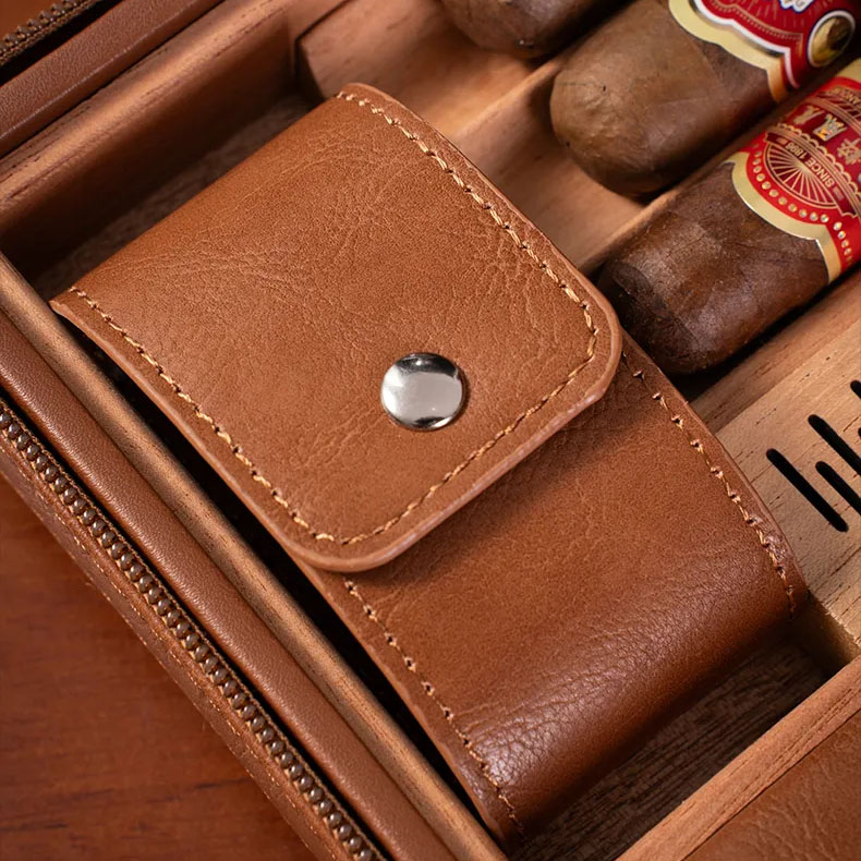 Premium Leather Travel Humidor Case Set | Portable Storage Box | 7 Slot Luxury Collection Case