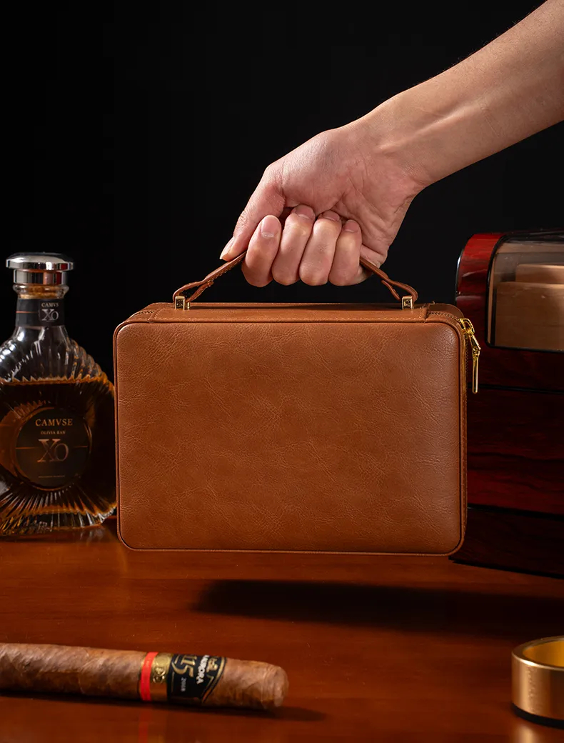 Premium Leather Travel Humidor Case | AK-57 10 Slot Portable Storage Box