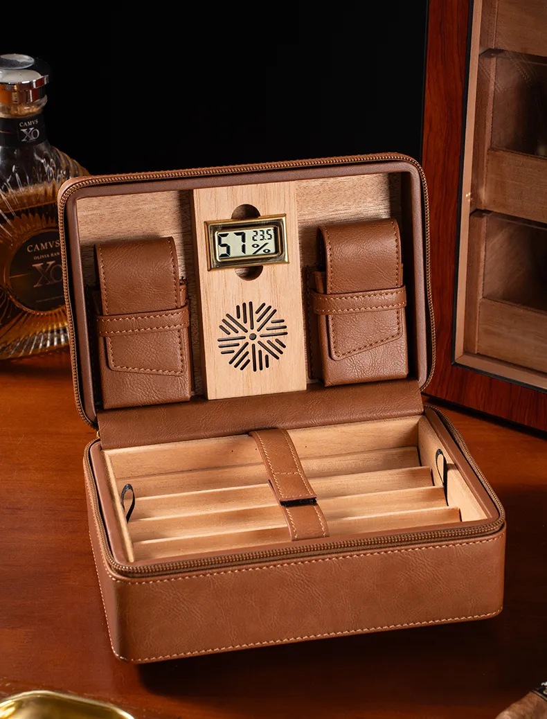 Premium Leather Travel Humidor Case | AK-57 10 Slot Portable Storage Box