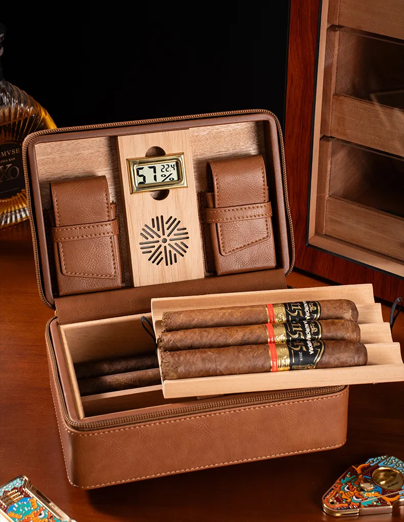 Premium Leather Travel Humidor Case | AK-57 10 Slot Portable Storage Box