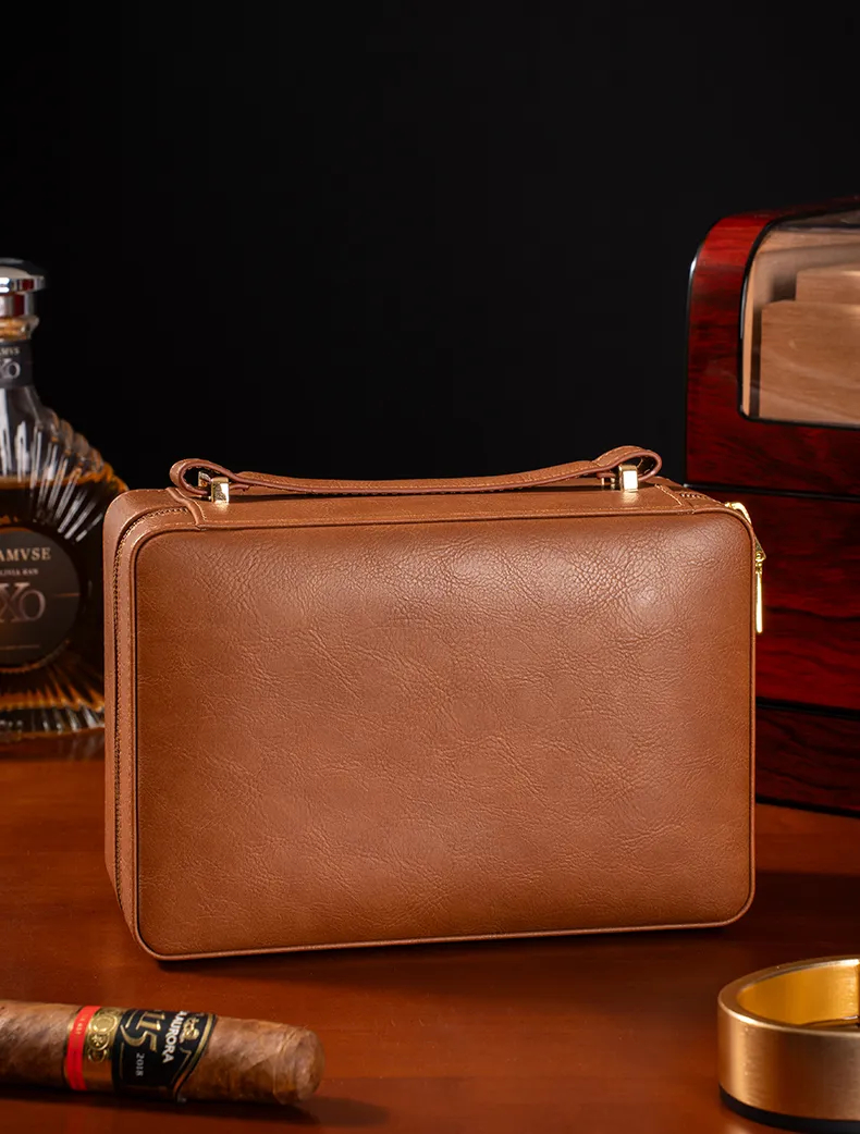 Premium Leather Travel Humidor Case | AK-57 10 Slot Portable Storage Box