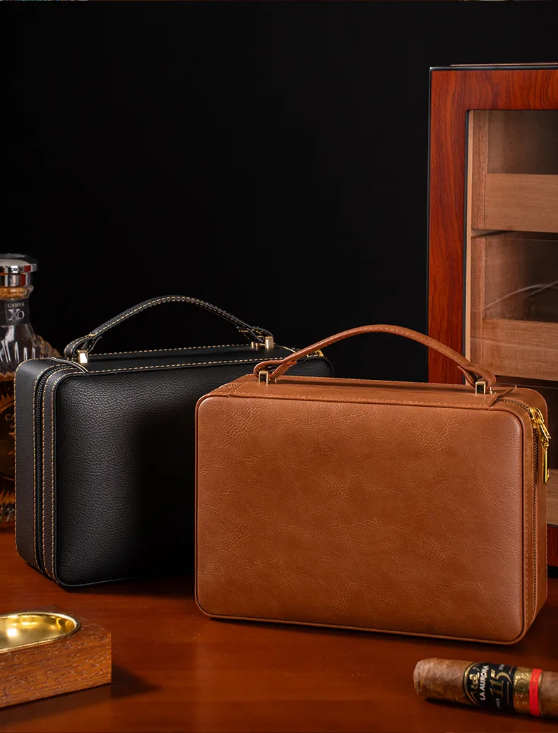 Premium Leather Travel Humidor Case | AK-57 10 Slot Portable Storage Box