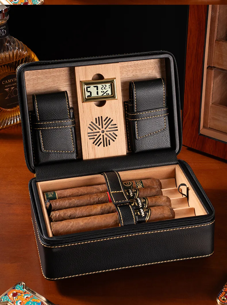 Premium Leather Travel Humidor Case | AK-57 10 Slot Portable Storage Box
