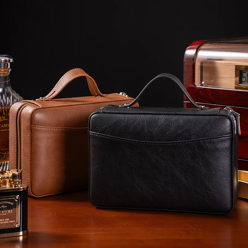 Premium Leather Travel Humidor Case Set | Portable Storage Box | 7 Slot Luxury Collection Case