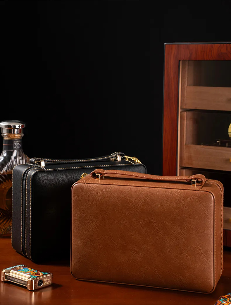 Premium Leather Travel Humidor Case | AK-57 10 Slot Portable Storage Box