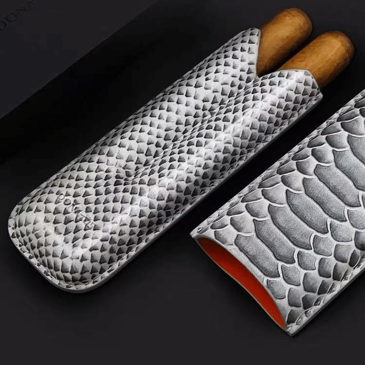 DONATUS Premium Leather 2 Cigar Travel Case | Genuine Cowhide Portable Cigar Sleeve with Humidity Protection