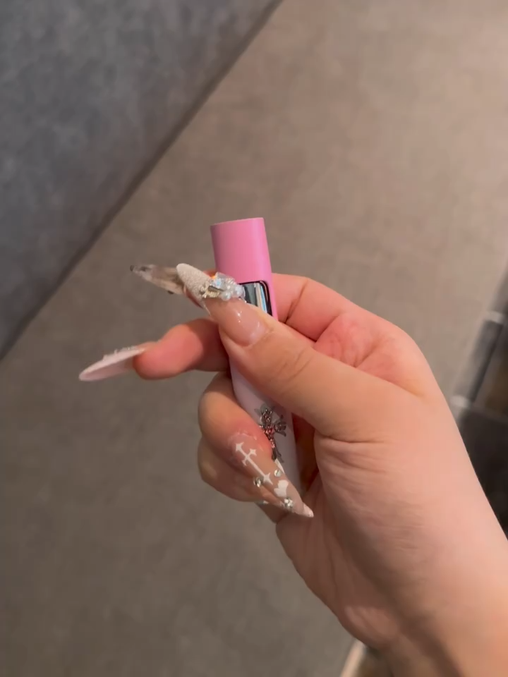 Pink Crystal Cross Gradient Flame Windproof Torch Lighter | Elegant Gift for Her