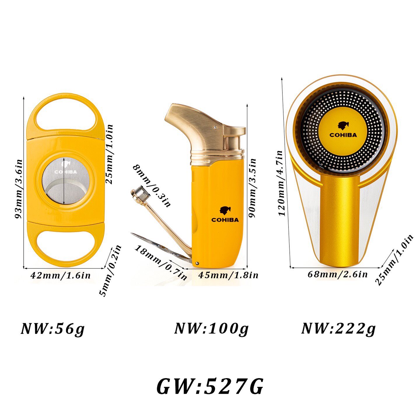 Luxury Cigar Accessories Set with Lighter, Cutter & Ashtray | Premium Gift Box
