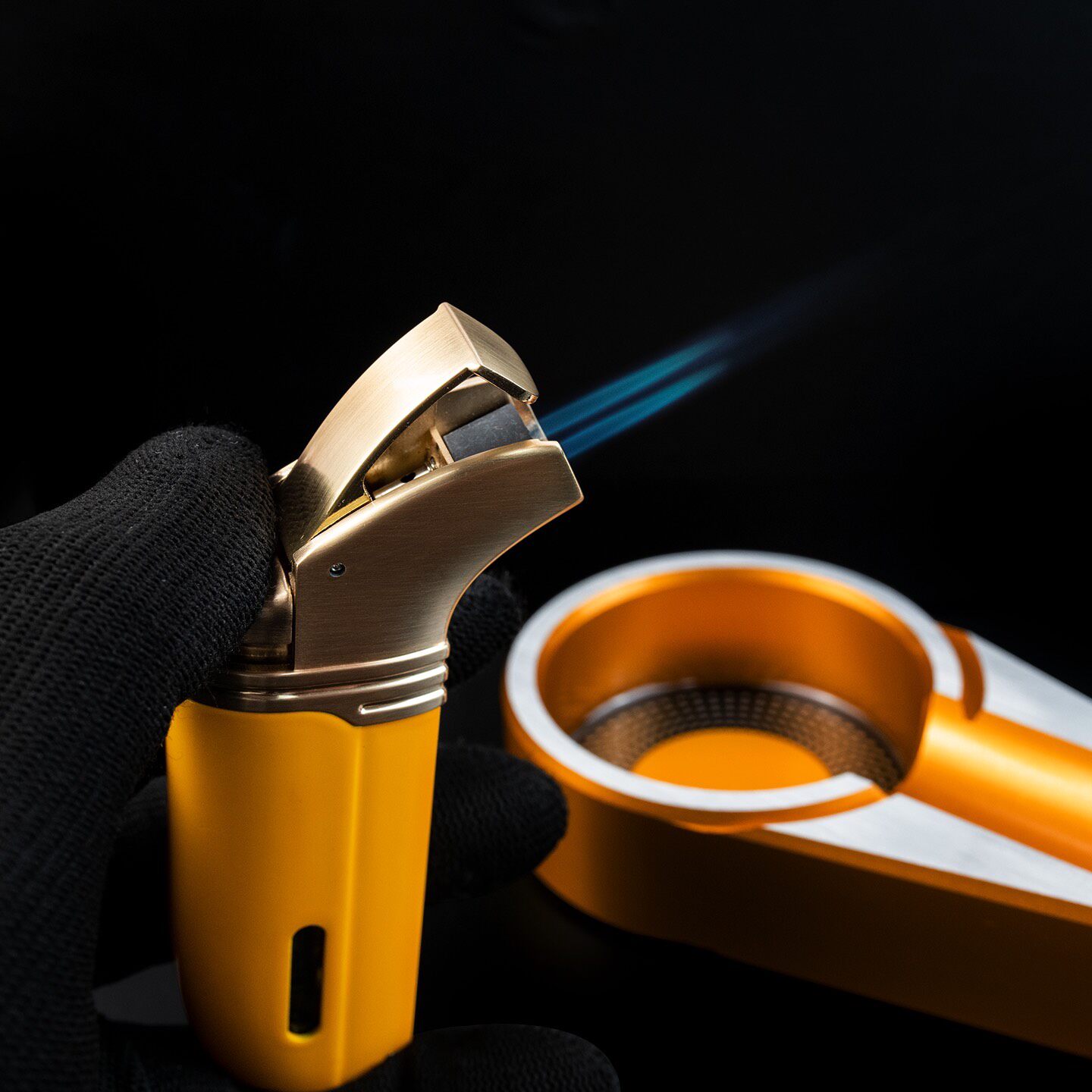Luxury Cigar Accessories Set with Lighter, Cutter & Ashtray | Premium Gift Box