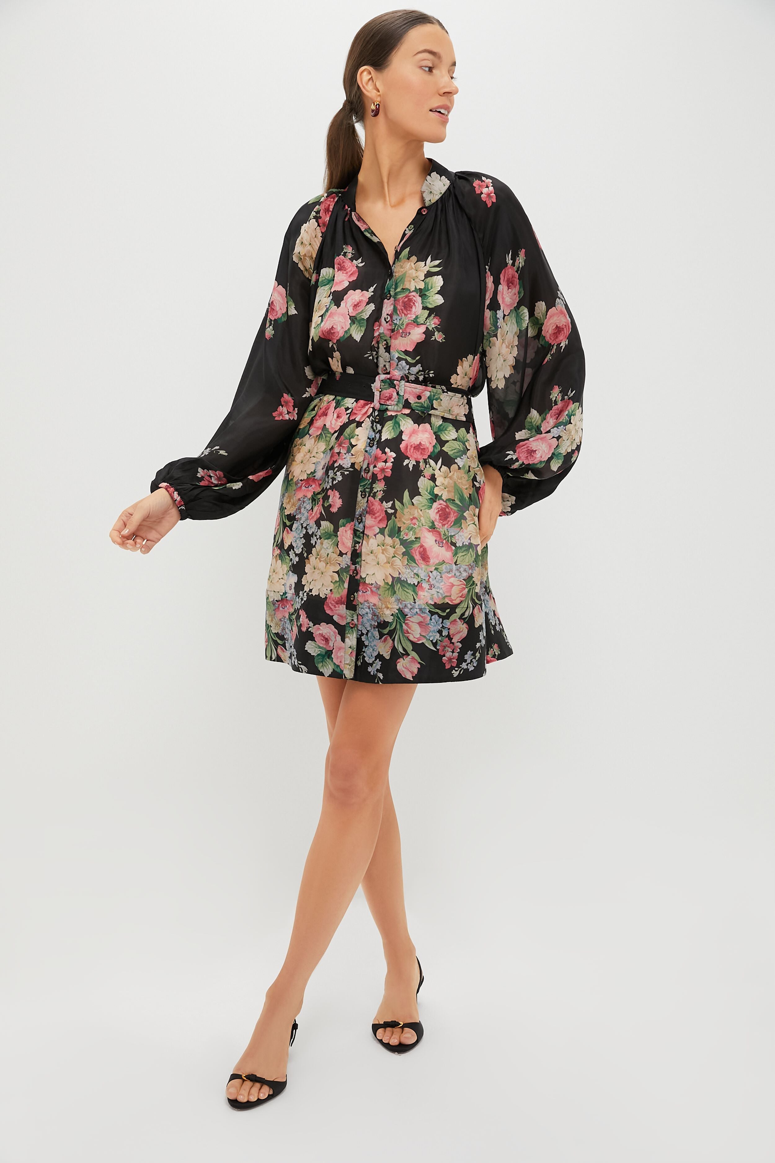 Flower Market Cupro Button Down Dress-Charming Tale Store