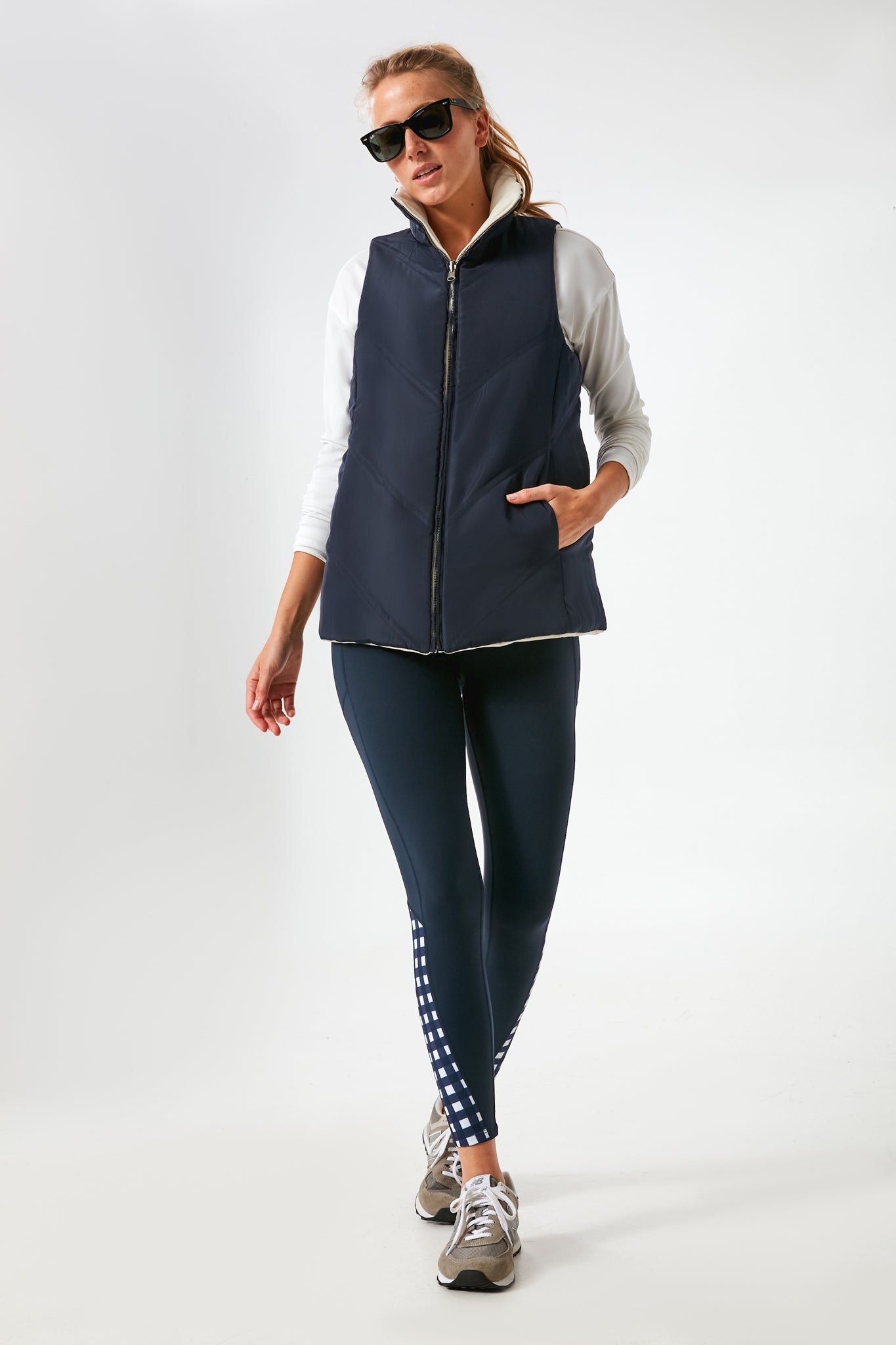 White and Navy Reversible Varsity Vest-Charming Tale Store