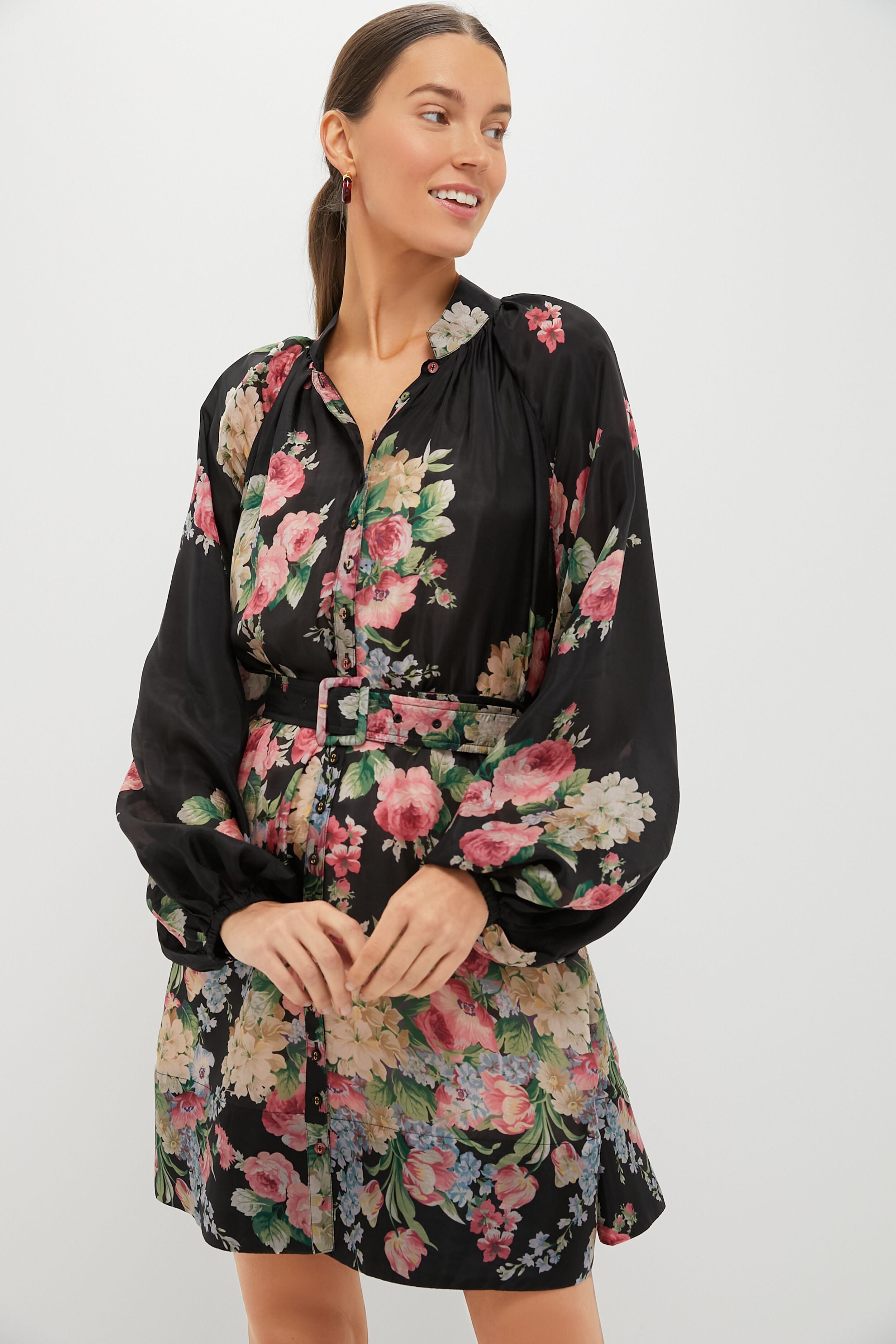 Flower Market Cupro Button Down Dress-Charming Tale Store