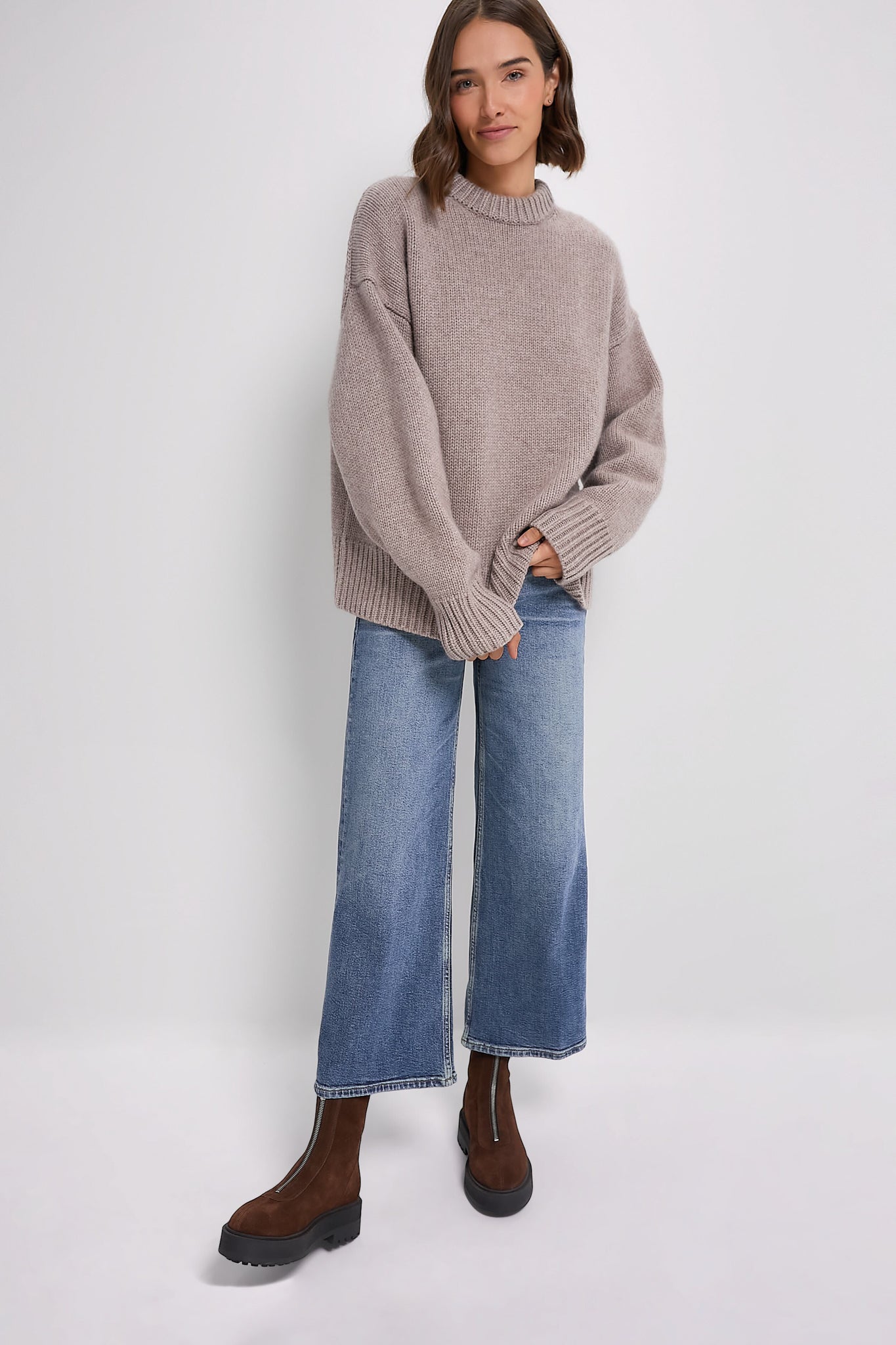 Wheat Genevieve Cashmere Blend Crewneck Sweater-Charming Tale Store