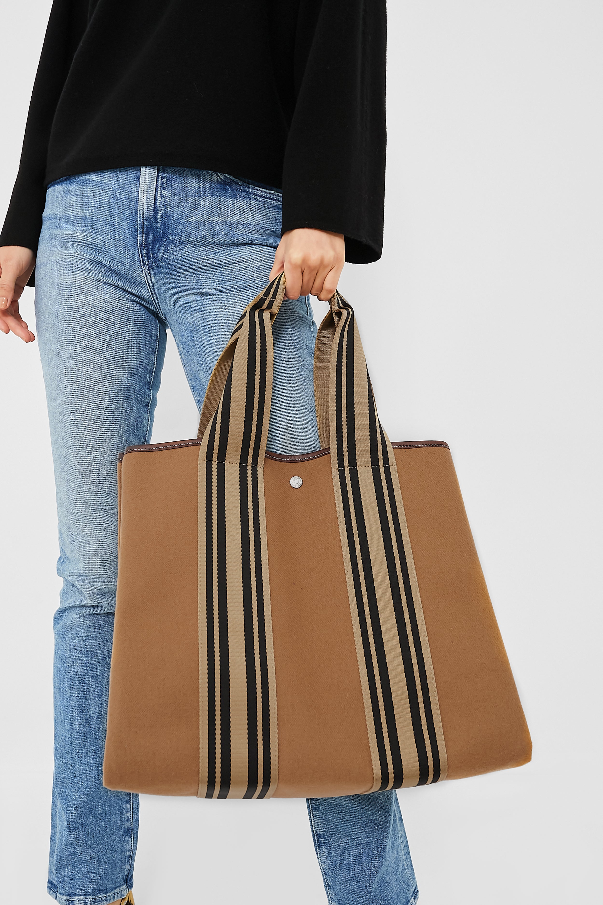 Camel Flannel Equestrian Traversee L Tote-Charming Tale Store