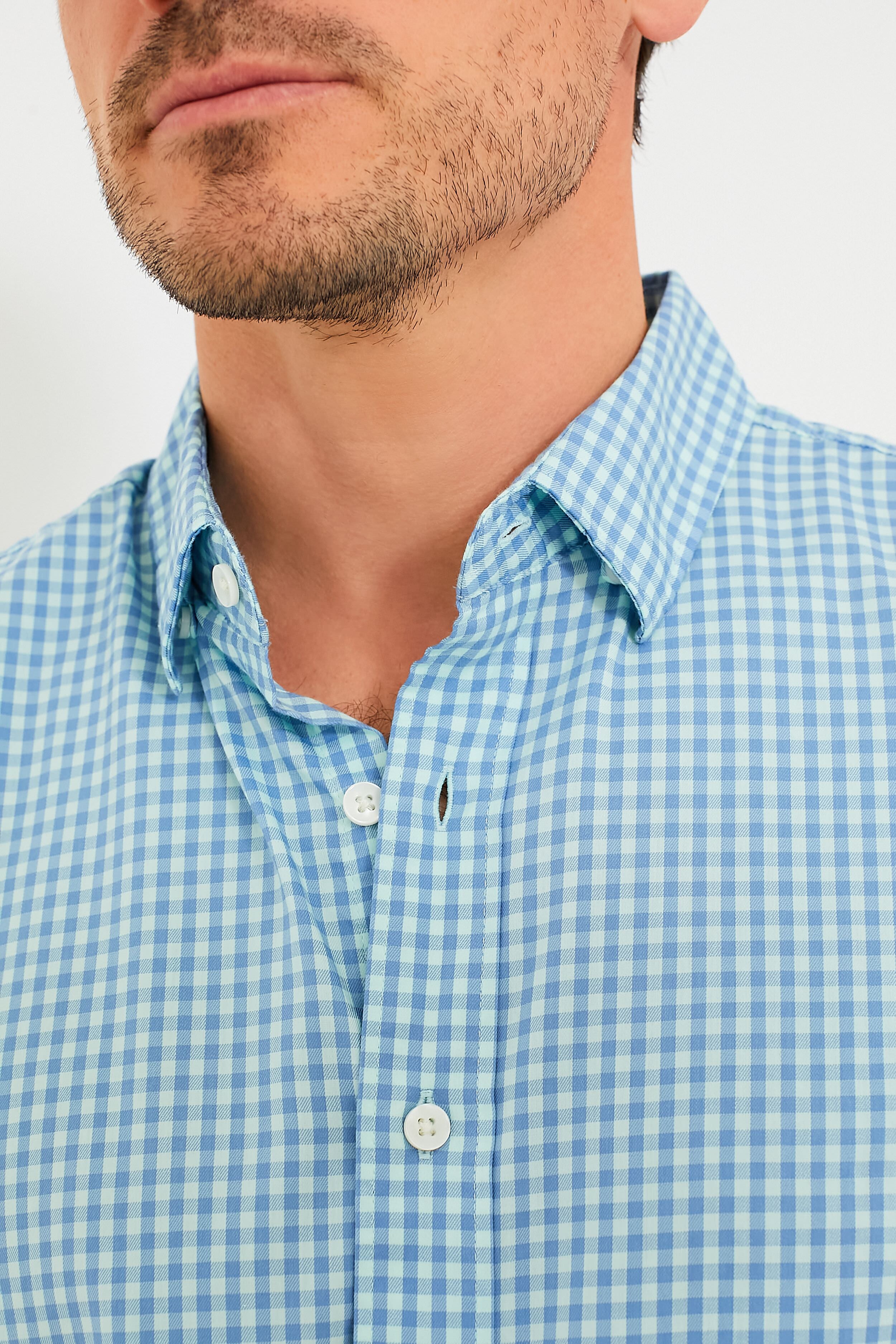 Seabreeze Gingham Movement Shirt-Charming Tale Store