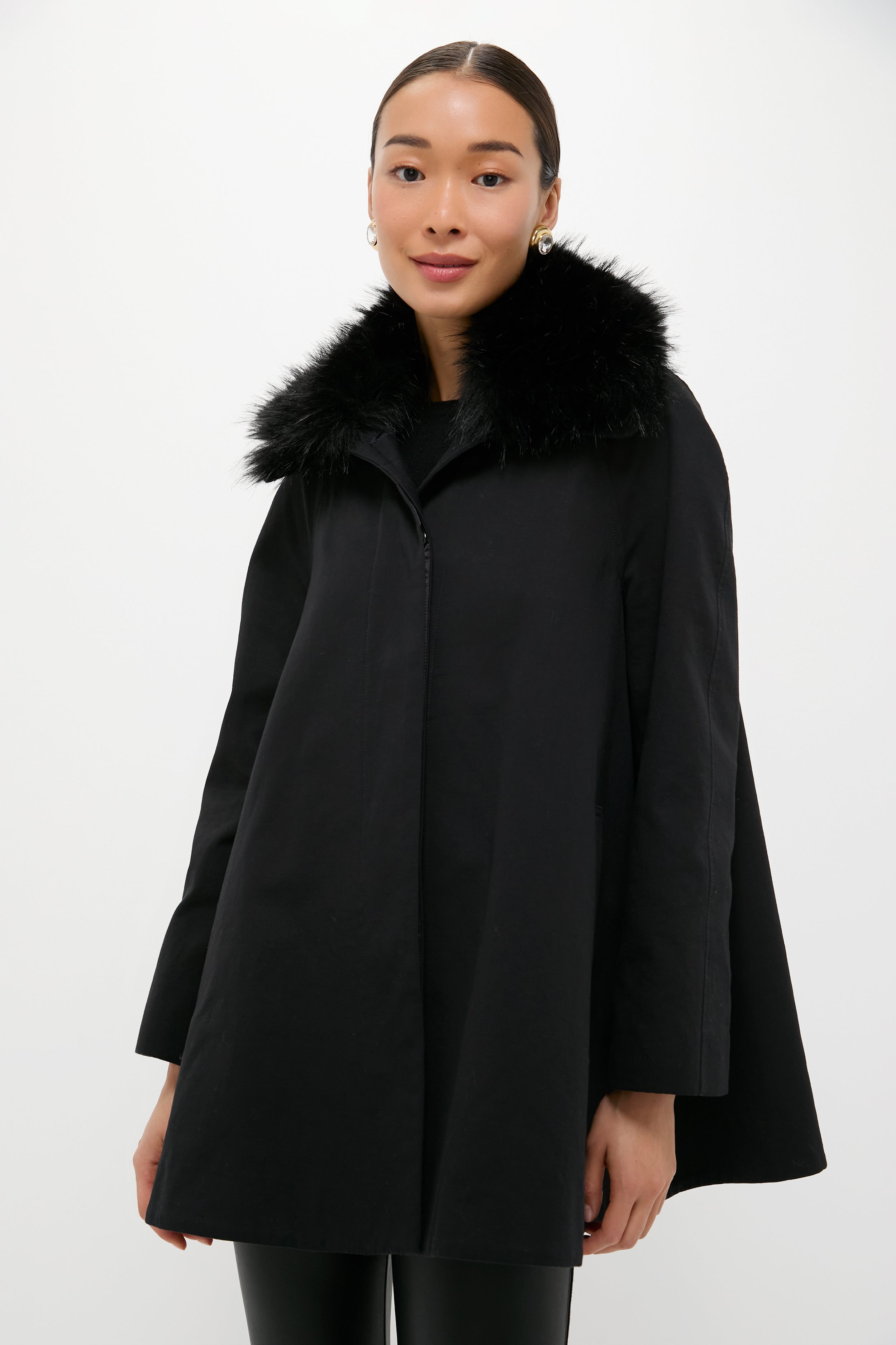 Fur Collar Cecile Swing Cape-Charming Tale Store