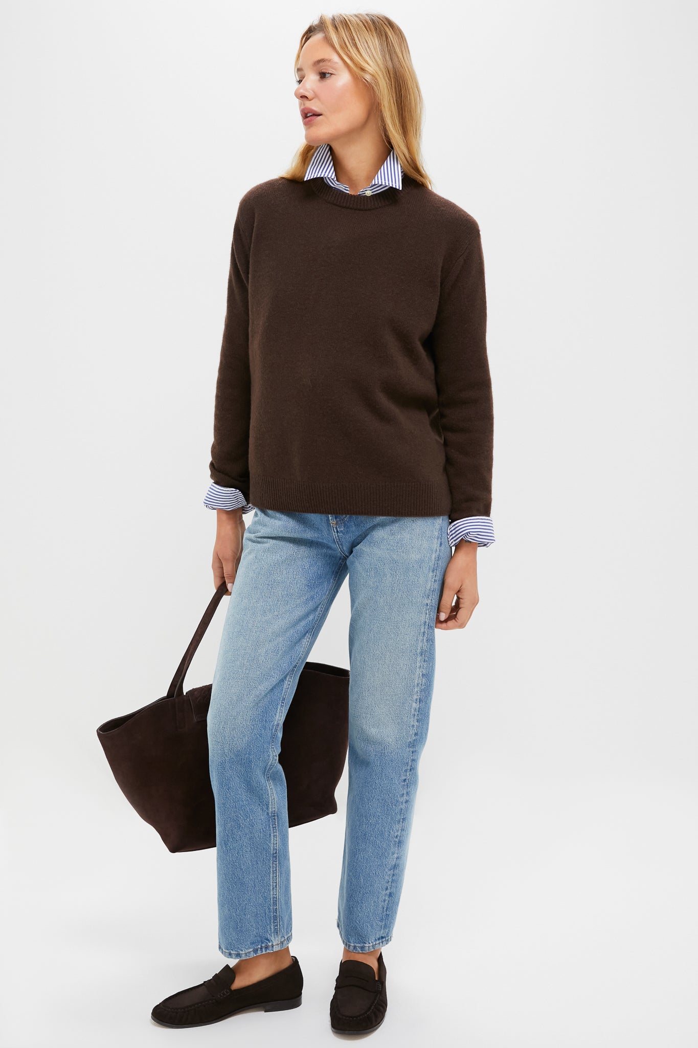 Chocolate Cashmere Bodie Boyfriend Crewneck-Charming Tale Store