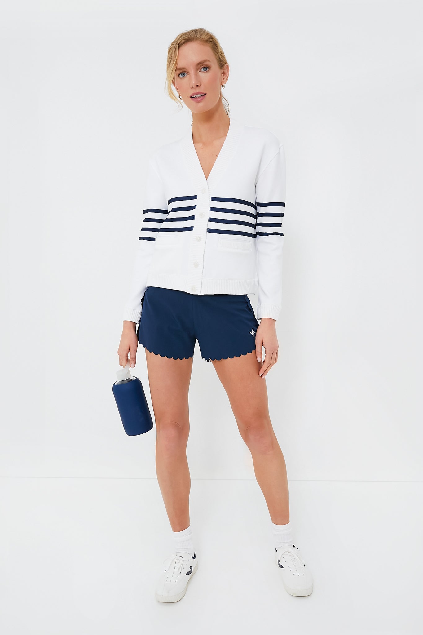 White Striped Charley Cardigan-Charming Tale Store
