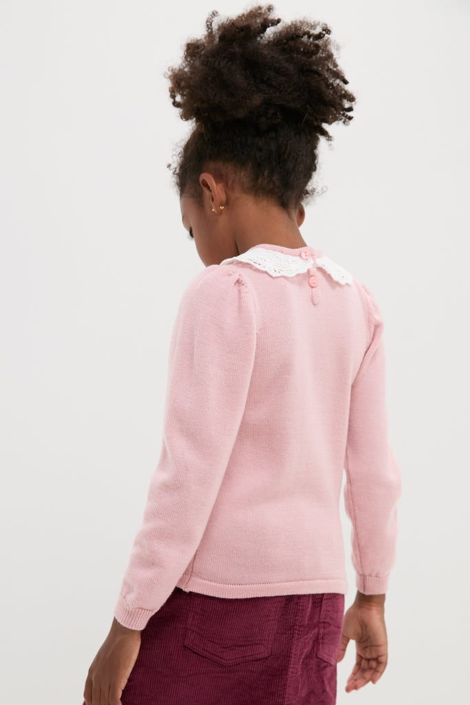 Dusty Pink Blanca Merino Wool Girl Jumper-Charming Tale Store