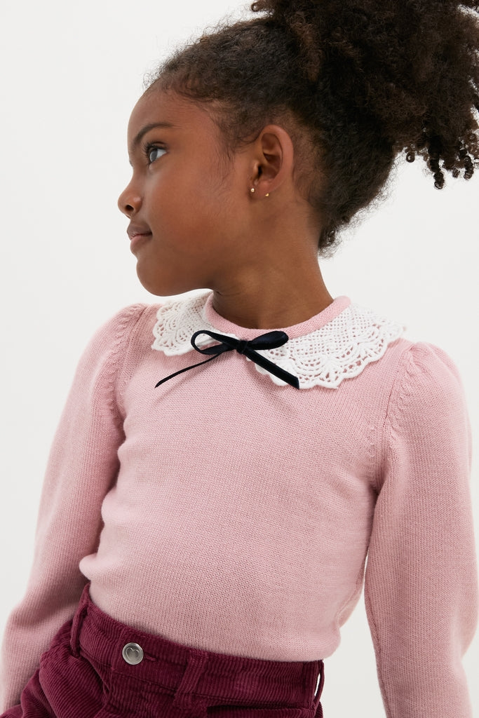 Dusty Pink Blanca Merino Wool Girl Jumper-Charming Tale Store