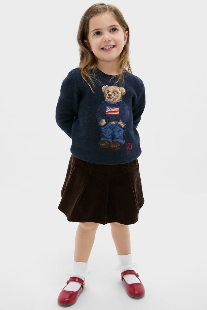 Boys Long-Sleeve Flag Bear Crewneck Sweater-Charming Tale Store