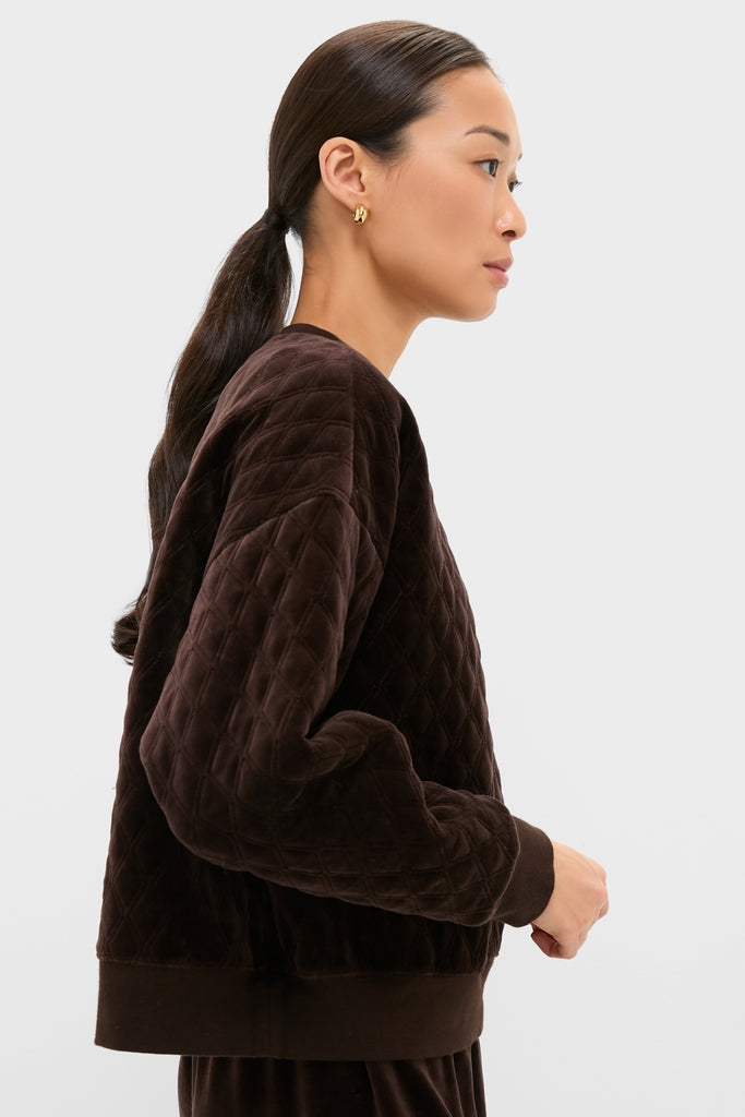Chocolate Brown Velour Bennett Pullover-Charming Tale Store