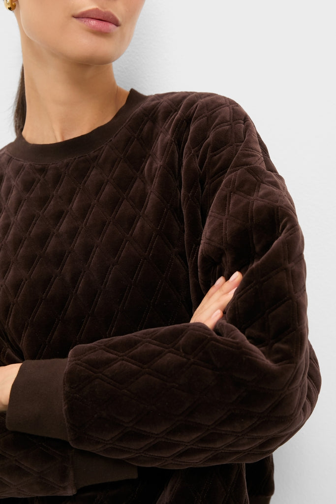 Chocolate Brown Velour Bennett Pullover-Charming Tale Store