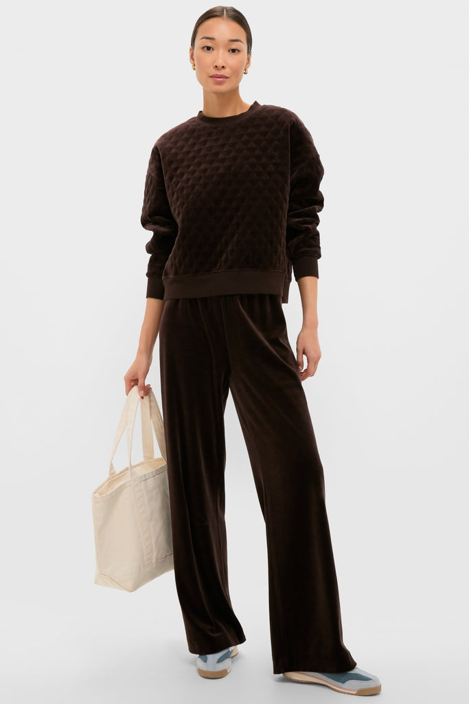 Chocolate Brown Velour Bennett Pullover-Charming Tale Store