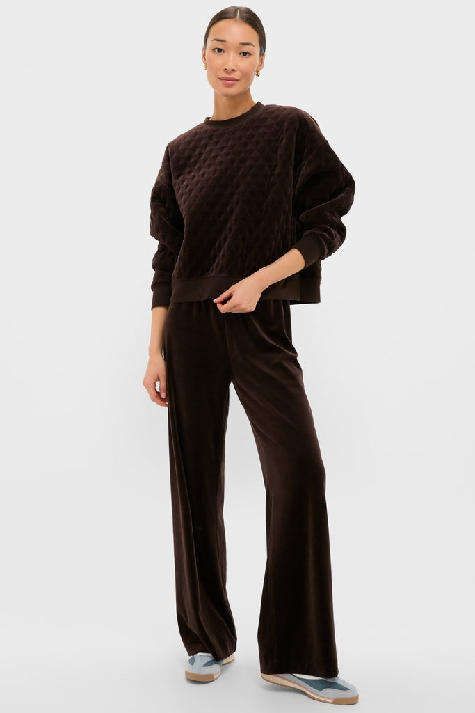 Chocolate Brown Velour Bennett Pullover-Charming Tale Store