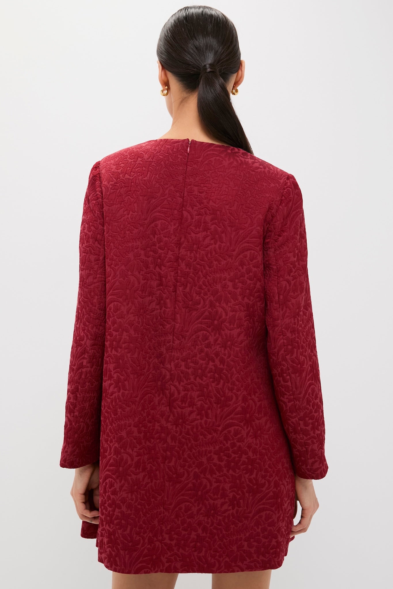 Cranberry Jacquard Blair Bow Coat Dress-Charming Tale Store