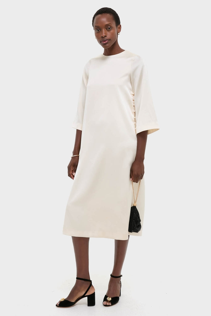 Winter White Side Button Jamie Dress-Charming Tale Store