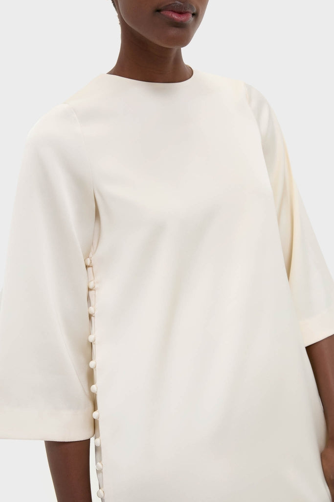 Winter White Side Button Jamie Dress-Charming Tale Store