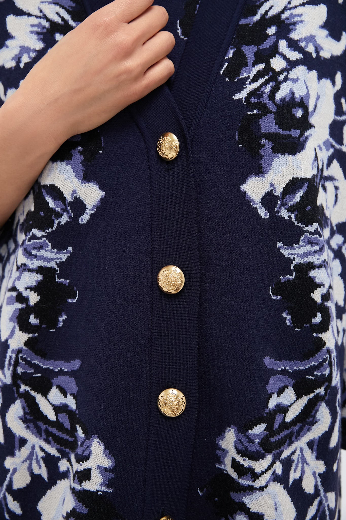 Indigo Reflection Knit Jacquard Liv Cardigan-Charming Tale Store