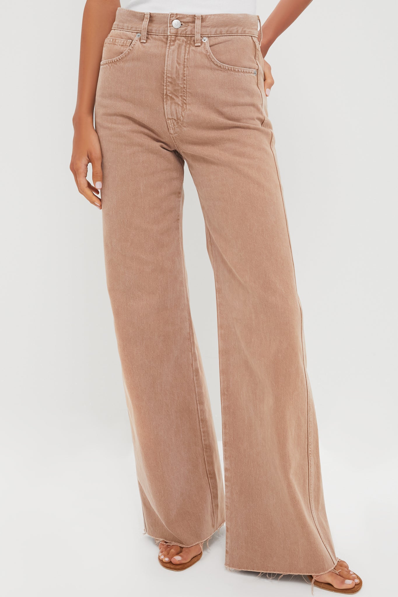 Tan Sierra Taylor High Rise Wide Leg-Charming Tale Store