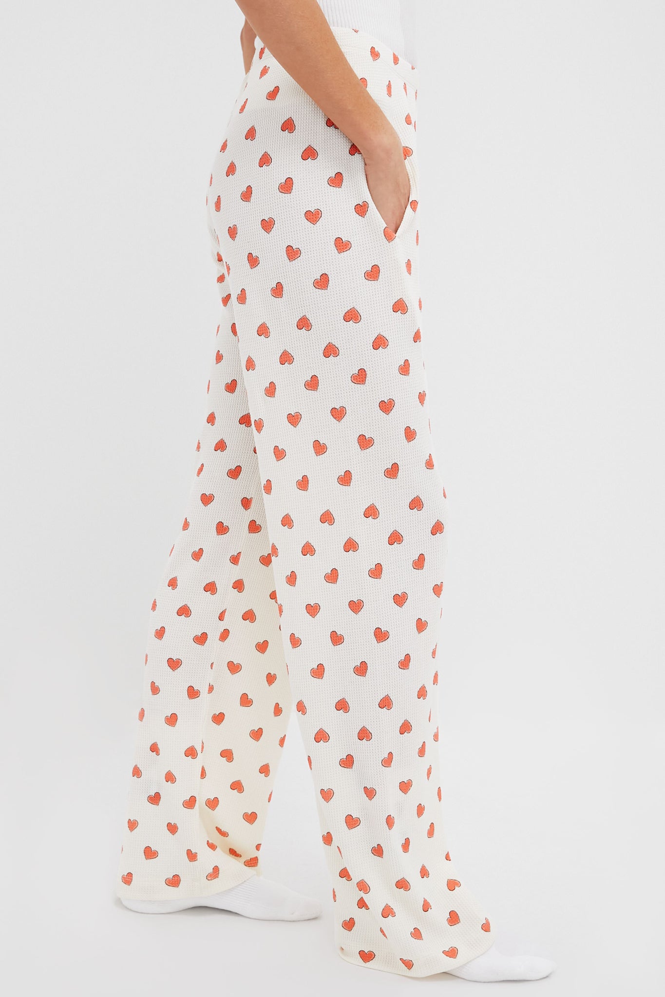 Cream Multi Heart Jan Pants-Charming Tale Store