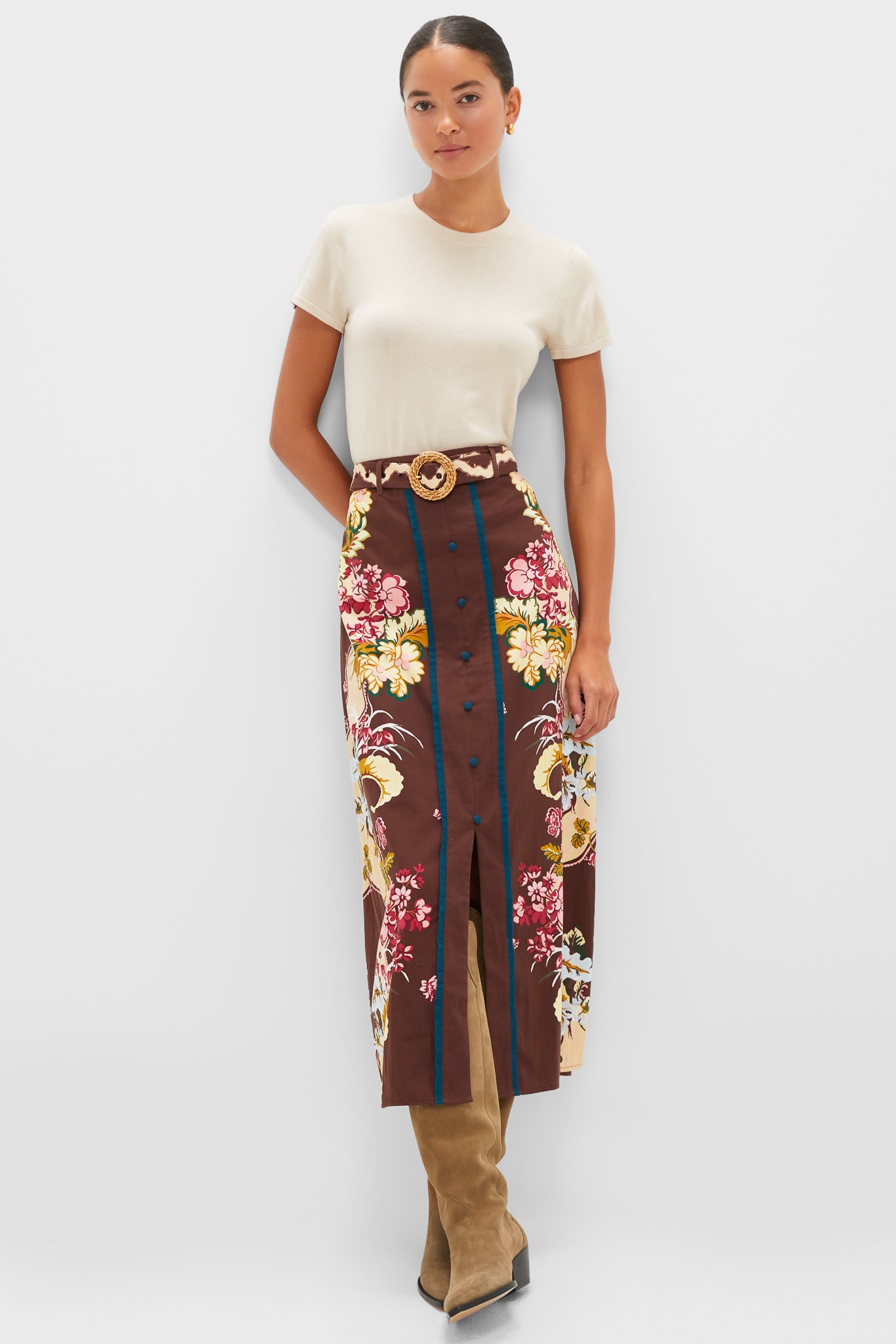 Chocolate Floral Portia Skirt-Charming Tale Store