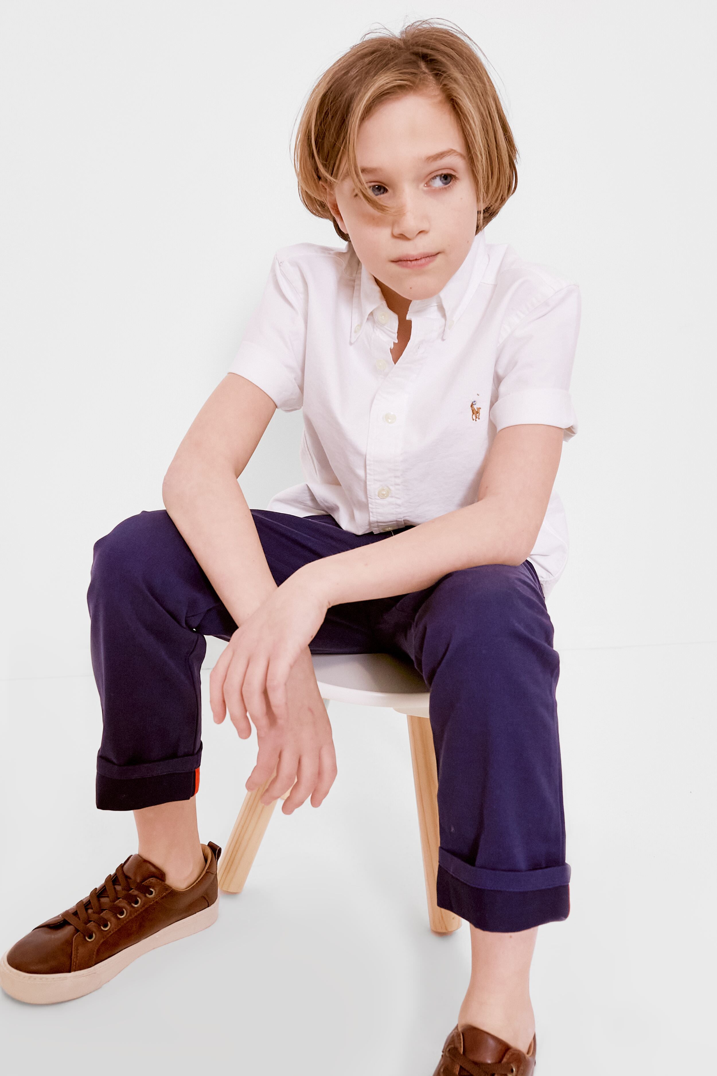 Cotton Oxford Short-Sleeve Shirt-Charming Tale Store