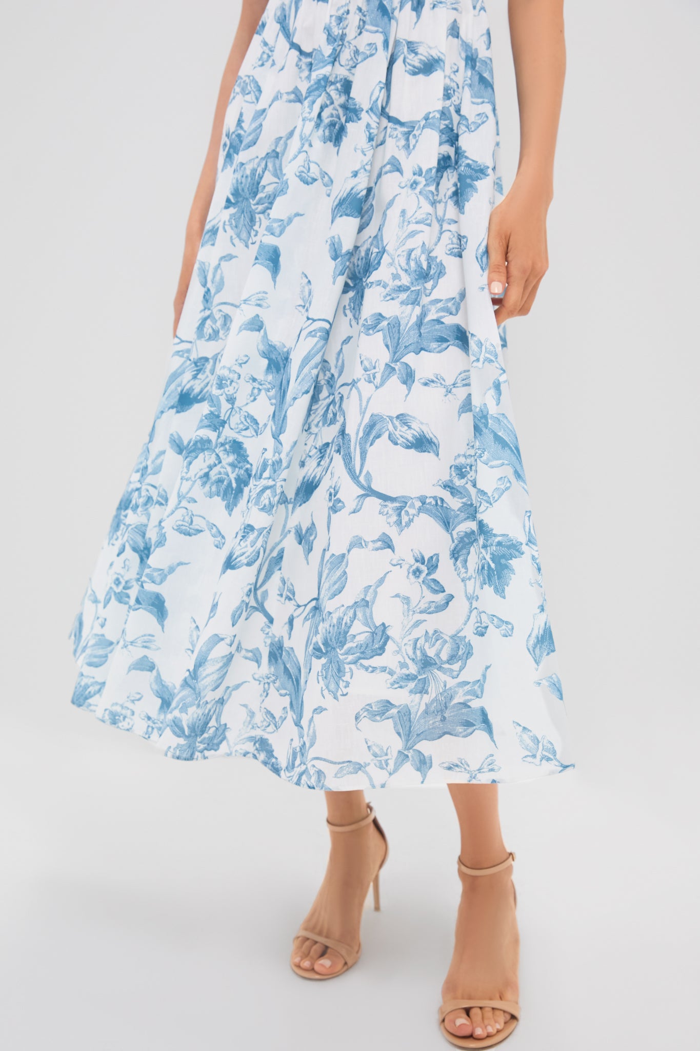 Dusty Blue Floral Maizie Maxi Dress-Charming Tale Store