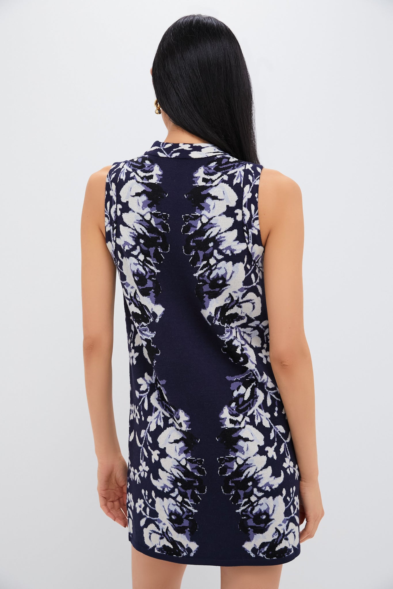 Indigo Reflection Knit Jacquard Marie Dress-Charming Tale Store