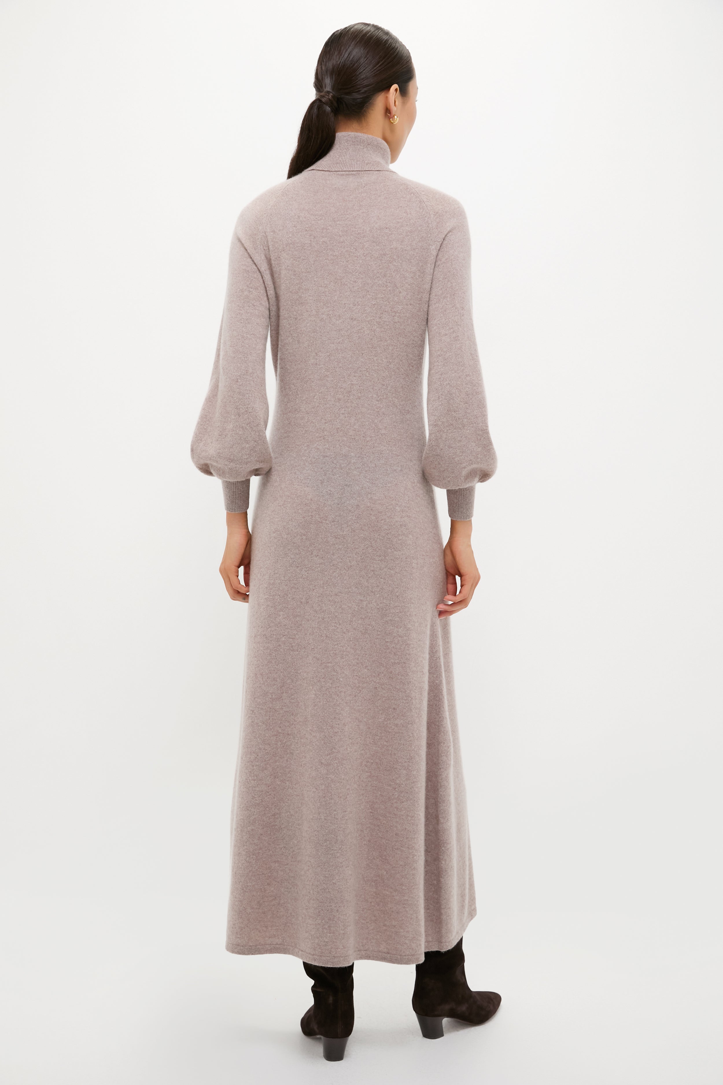 Wheat Cashmere Turtleneck Maxi Dress-Charming Tale Store