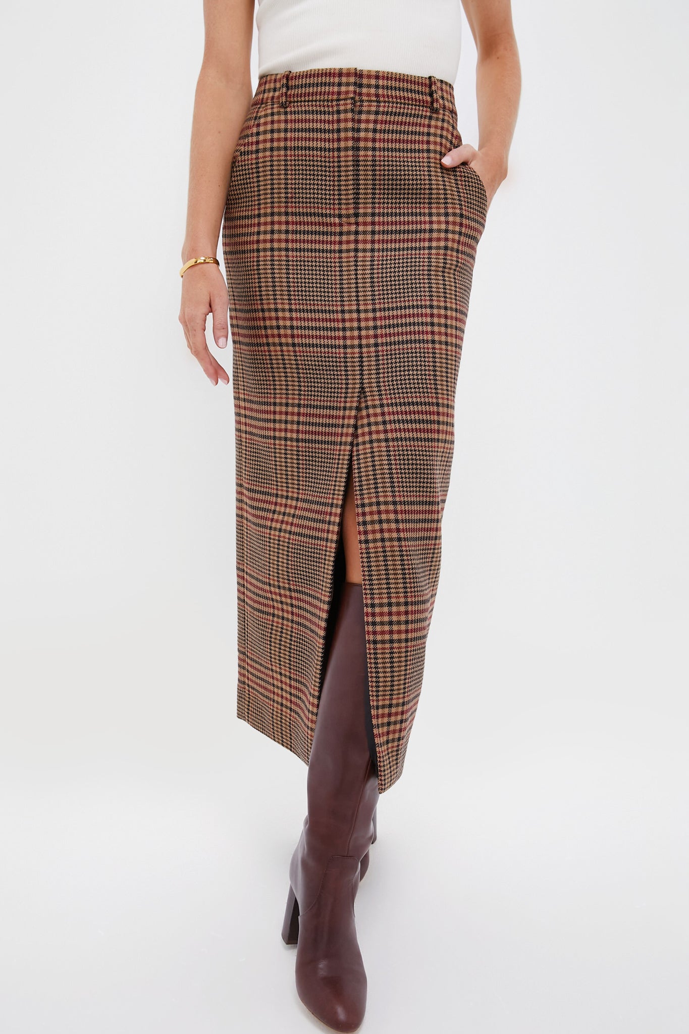 Camel and Black Maxine Skirt-Charming Tale Store