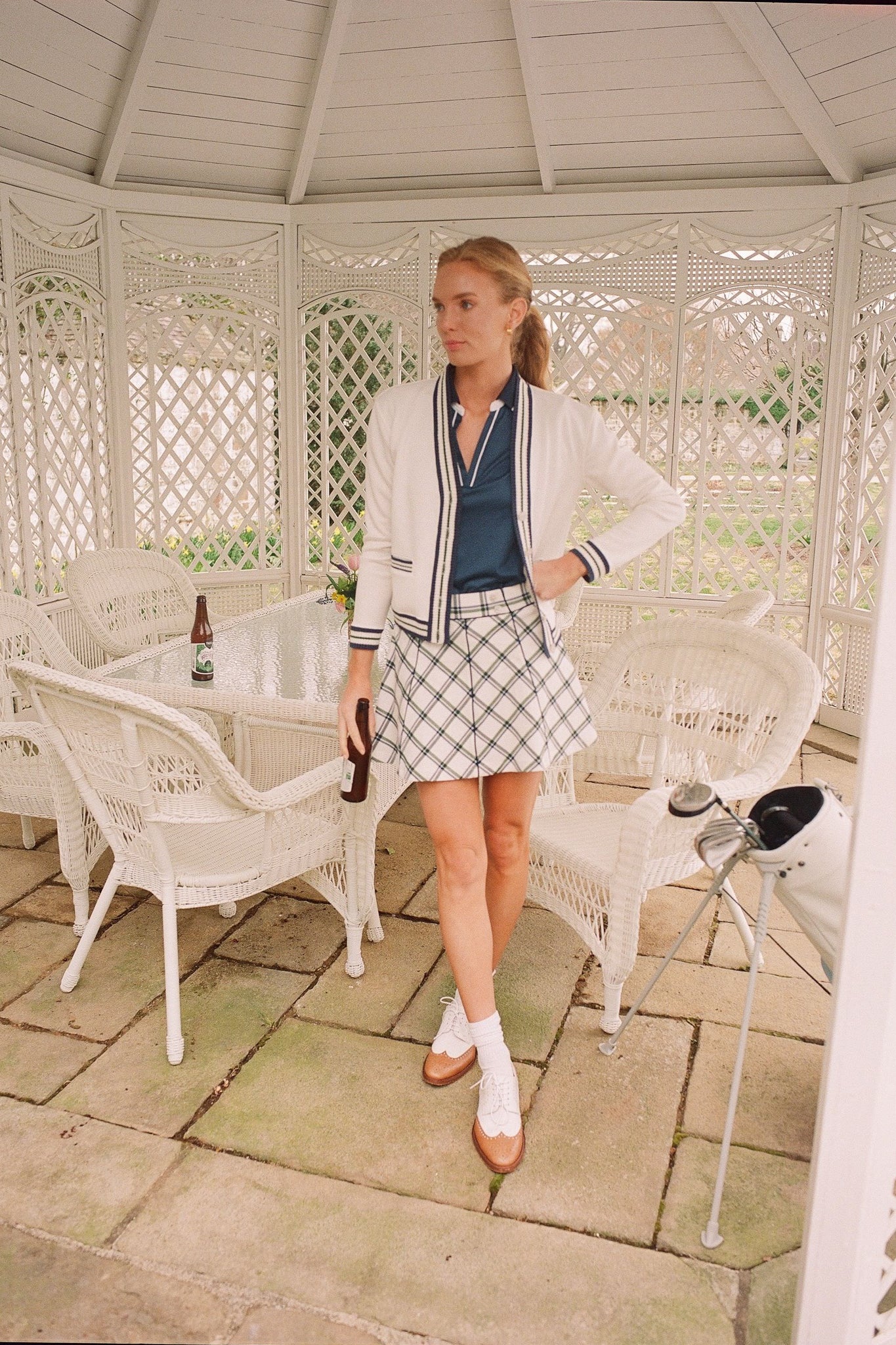 White Charley Golf Cardigan-Charming Tale Store