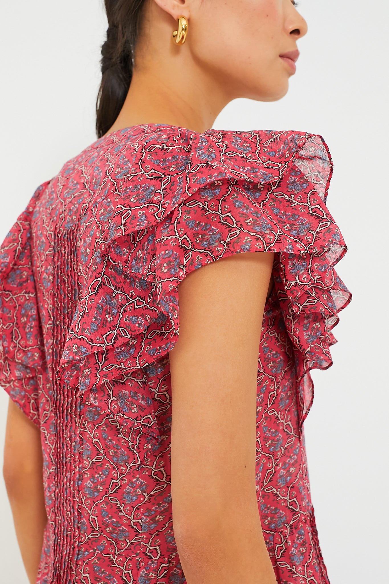 Cranberry Godralia Blossom Cotton Dress-Charming Tale Store