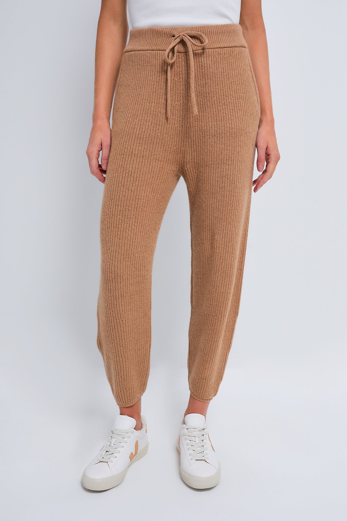 Camel Melange Cashmere Wool Blend Jogger-Charming Tale Store