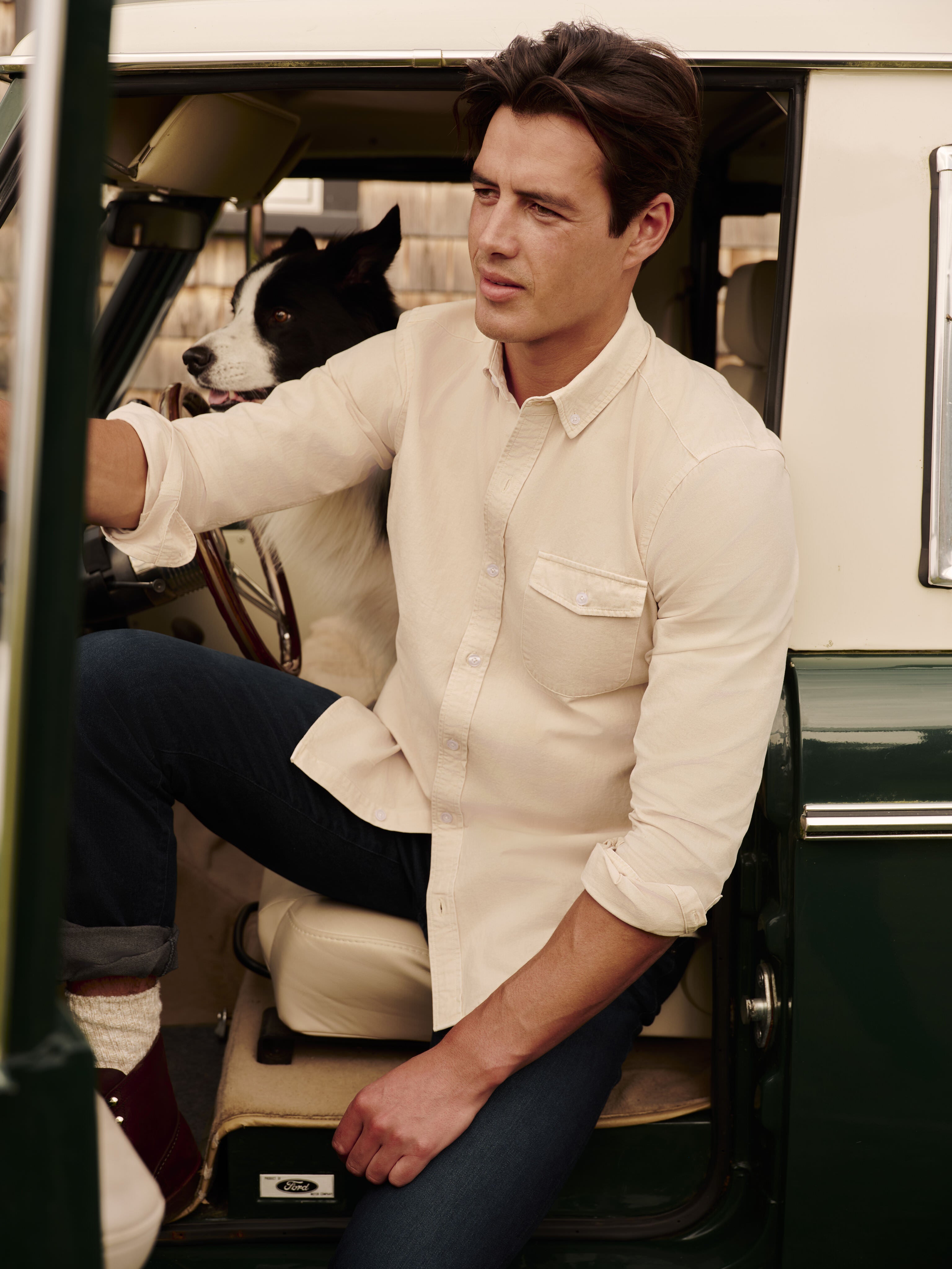 Sandstone Washed Denim Shirt-Charming Tale Store