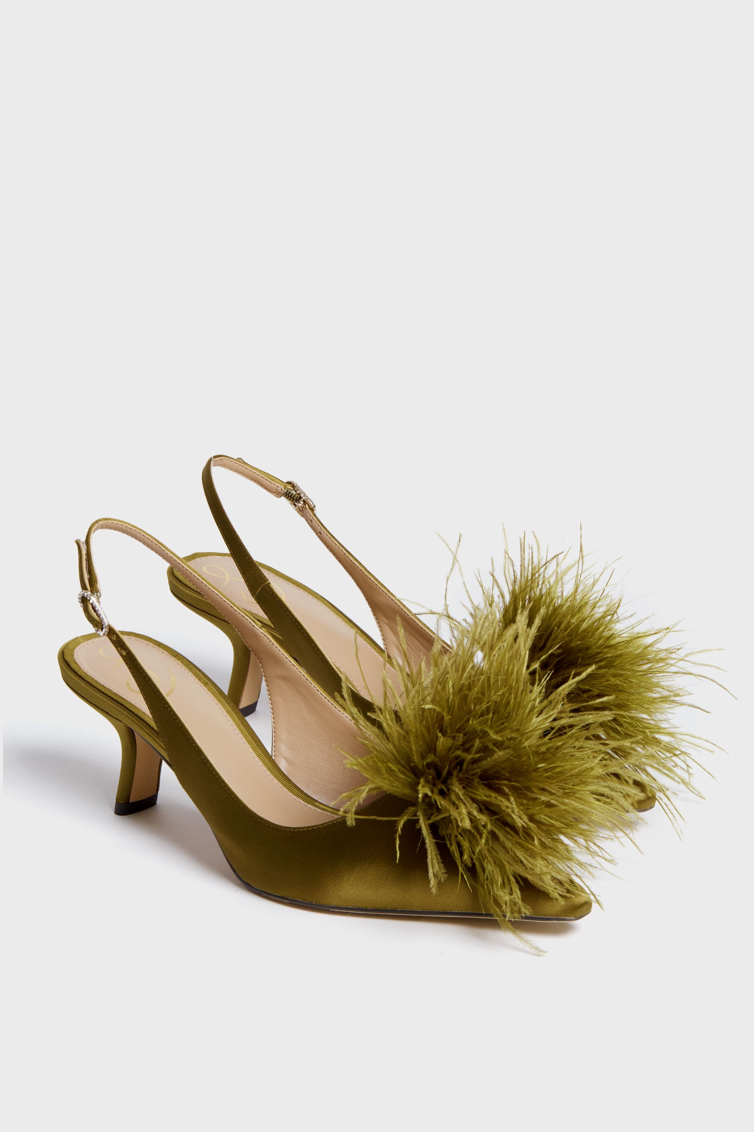 Olive Bianka Feather Heels-Charming Tale Store