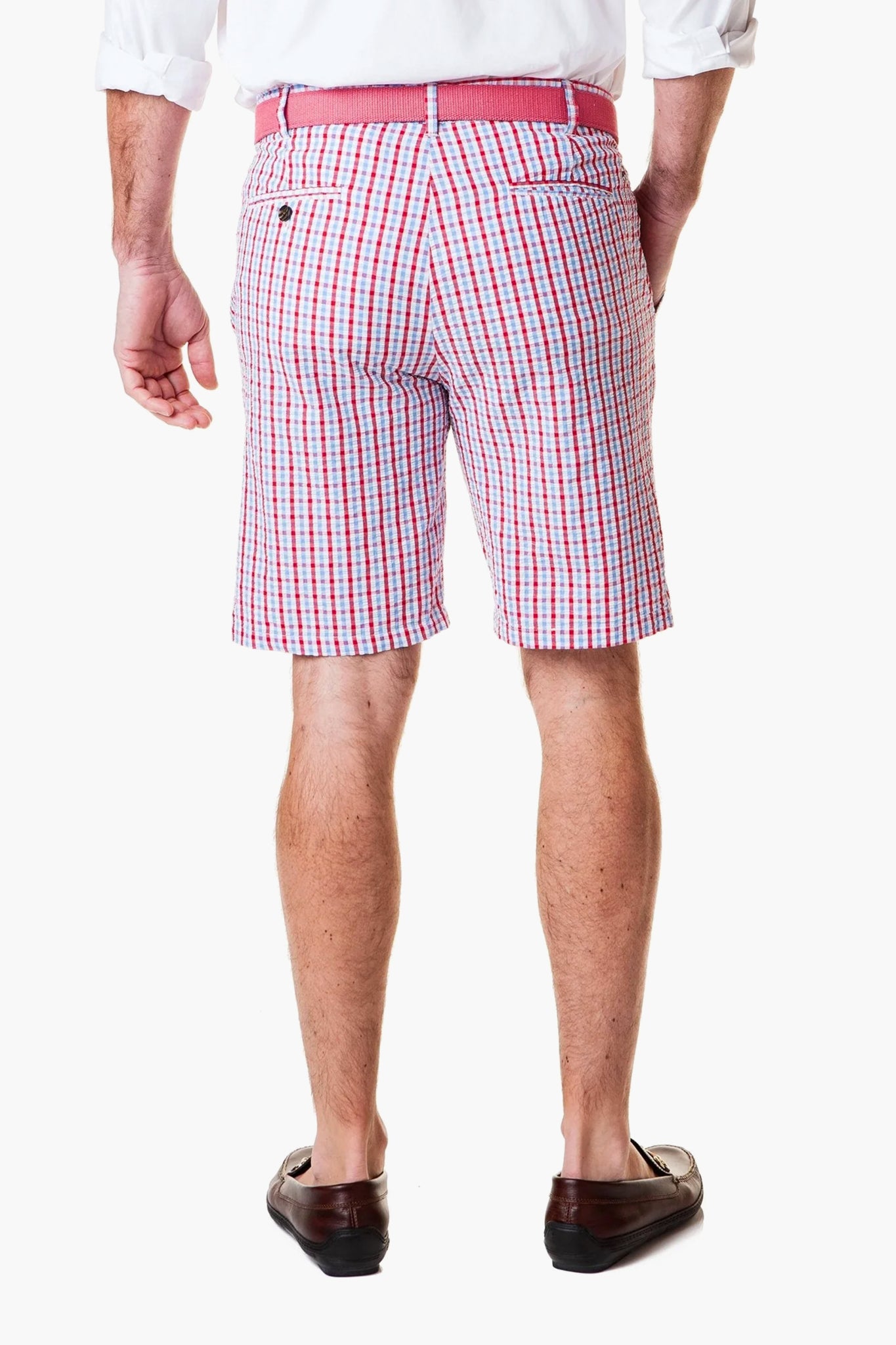Red White and Blue Seersucker Check Shorts-Charming Tale Store